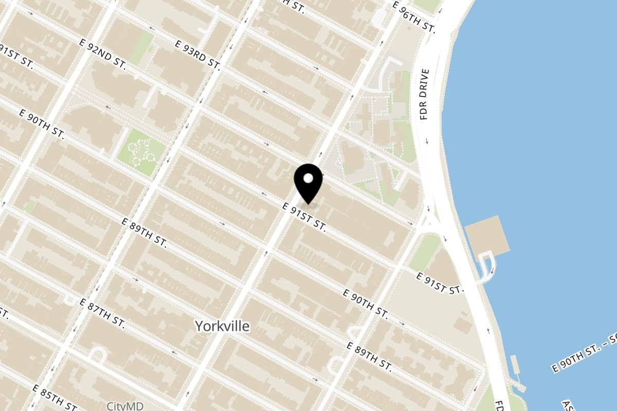 Map showing the location of Koo Thai on 1758 1st Ave in New York